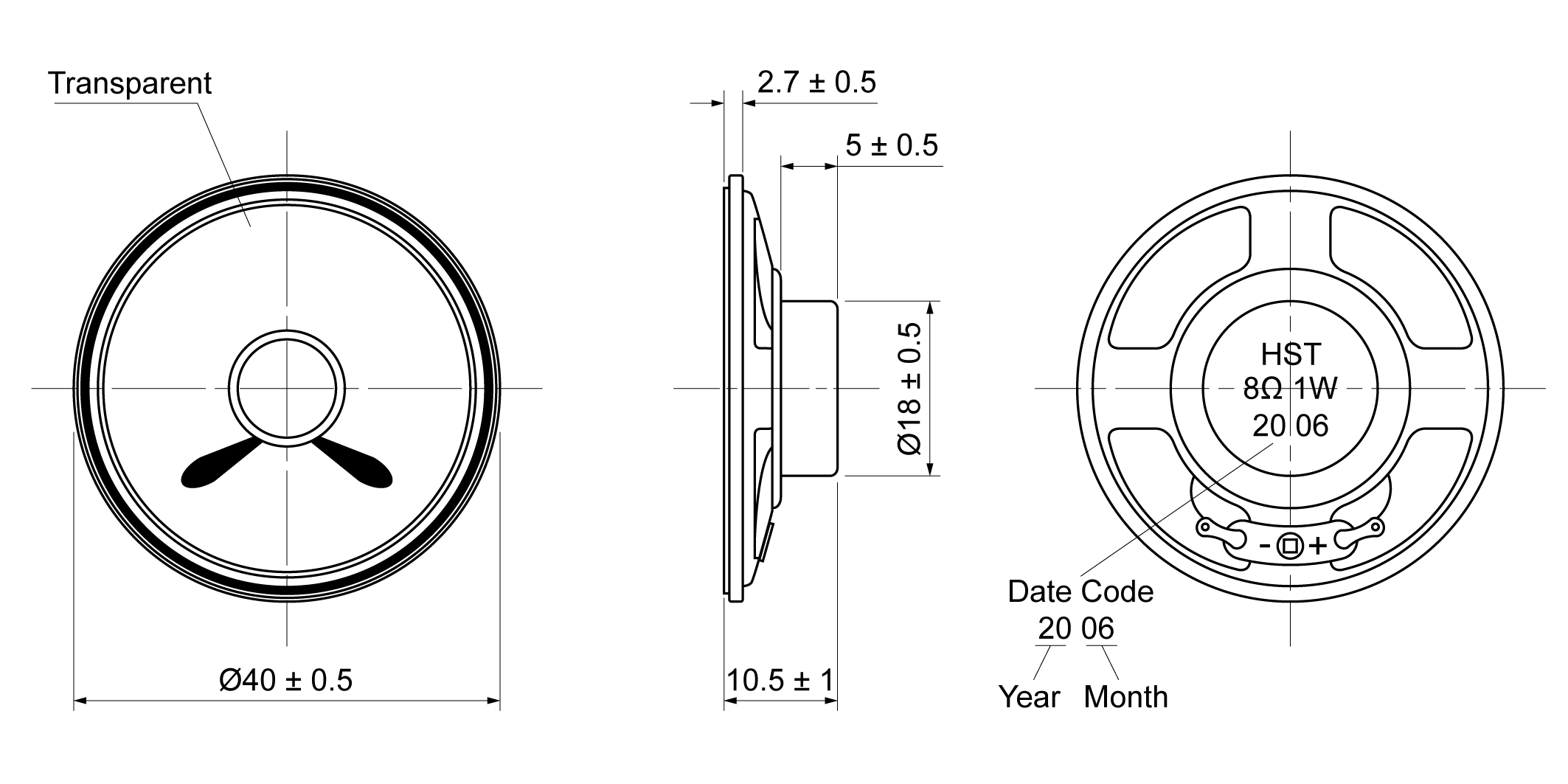 MI40TR-10H1.0W8 Mechanical Drawing